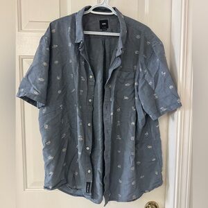 Vans blue fun pattern buttondown shirt
